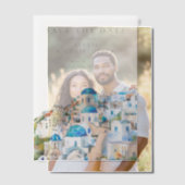 Blue Mediterranean Skyline Wedding Save the Date Vellum Uitnodigingen (Offset (Koppel))