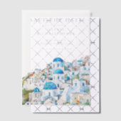 Blue Mediterranean Skyline Wedding Save the Date Vellum Uitnodigingen (Offset (Uitnodiging))