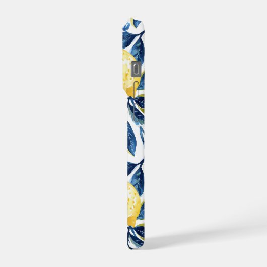 Blue Mediterranean Style Lemon Pattern iPhone Case Hoesje (Linkerkant)