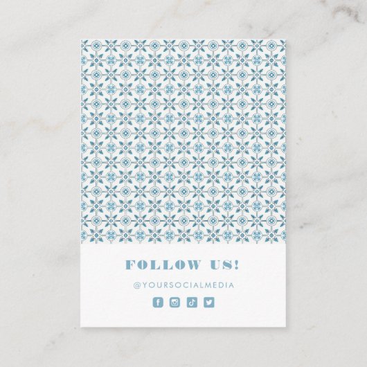 Blue Mediterranean Tegel and Arch Earring Display Visitekaartje (Achterkant)