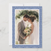 Blue Mediterranean Tegel & Photo Elegant Wedding Kaart (Achterkant)