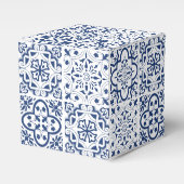 Blue Mediterranean Tegel Wedding Bedankdoosjes (Voorkant Zijde)