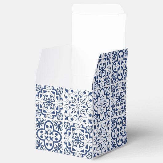 Blue Mediterranean Tegel Wedding Bedankdoosjes (Geopend)