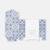 Blue Mediterranean Tegel Wedding Favoriete Boxen Bedankdoosjes (Uitgevouwen)