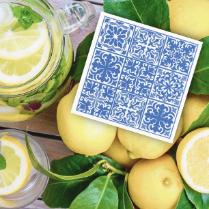 Blue Mediterranean Tegel Wedding or Vrijgezellenfe Servet