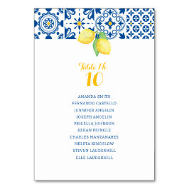 Blue Mediterranean Tegel Yellow Lemons Wedding Kaart