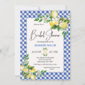 Blue Mediterranean Tegels Citroen Vrijgezellenfees Kaart (Voorkant)