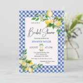 Blue Mediterranean Tegels Citroen Vrijgezellenfees Kaart (Staand voorkant)