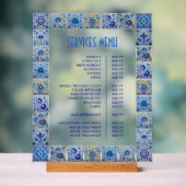Blue Mediterranean Tegels Lijst Diensten Menu Acryl Bord (Neutraal)