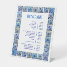 Blue Mediterranean Tegels Lijst Diensten Menu