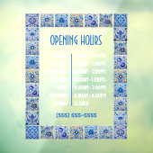 Blue Mediterranean Tegels Lijst Openingstijden Raamsticker (Vel 3)