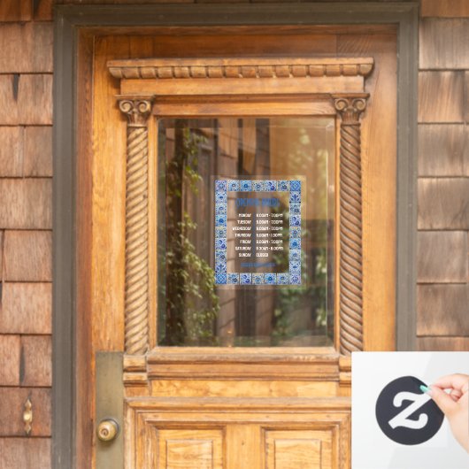 Blue Mediterranean Tegels Lijst Openingstijden Raamsticker (Huis Deur)