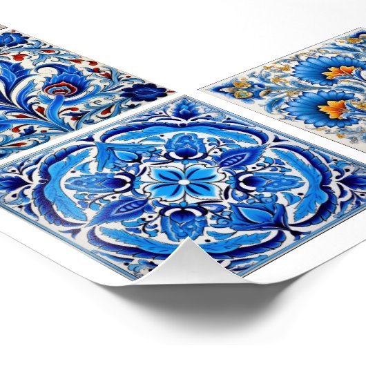 Blue Mediterranean Tegels Lijst prijslijst Perfect Poster (Hoek)