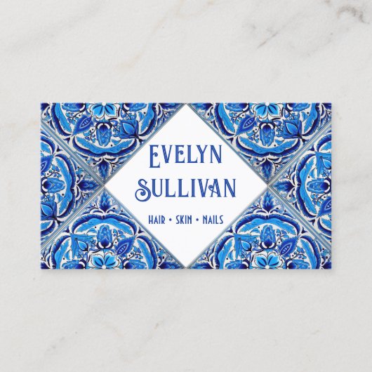 Blue Mediterranean tegels visitekaartje (Voorkant)