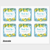 Blue Mediterranean Tile Lemon Bridal Thank You Vierkante Sticker (Vel)