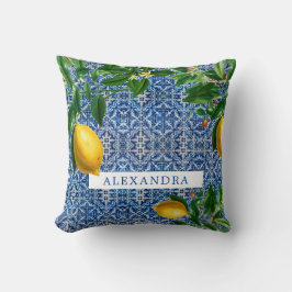 Blue Mediterranean Tiles Lemons Coric Kussen