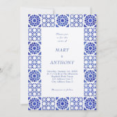 Blue Mediterranean Wedding Invitation Kaart (Voorkant)