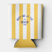 Blue Meet Me op het strand Yellow Cabana Stripe Blikjeskoeler (Voorkant)