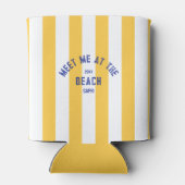 Blue Meet Me op het strand Yellow Cabana Stripe Blikjeskoeler (Achterkant)