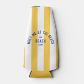Blue Meet Me op het strand Yellow Cabana Stripe Flesjeskoeler (Voorkant)