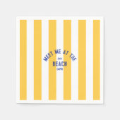 Blue Meet Me op het strand Yellow Cabana Stripe Servet (Voorkant)