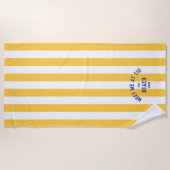 Blue Meet Me op het strand Yellow Cabana Stripe Strandlaken (Voorkant)
