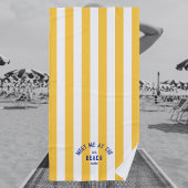 Blue Meet Me op het strand Yellow Cabana Stripe Strandlaken