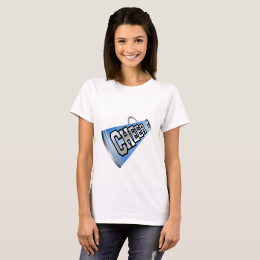Blue Megaphone Cheerleader T-Shirt (Voorkant volledig)