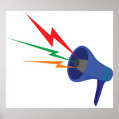 Blue Megaphone with Colorful Lightning Bolts Poster (Voorkant)
