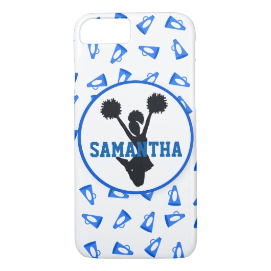 Blue Megaphones en Cheerleader Personalized Case-Mate iPhone Case (Achterkant)