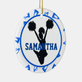 Blue Megaphones en Cheerleader Personalized Keramisch Ornament (Rechts)