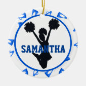 Blue Megaphones en Cheerleader Personalized Keramisch Ornament (Voorkant)