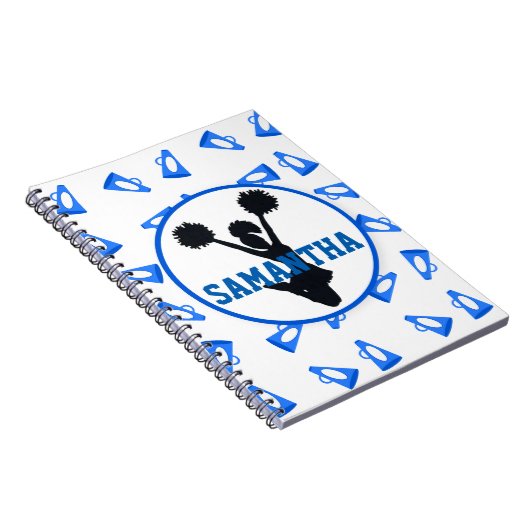 Blue Megaphones en Cheerleader Personalized Notitieboek (Rechterzijde)