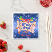 Blue Megillah Hamantash Grogger Happy Purim Servet (Insitu)