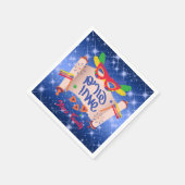 Blue Megillah Hamantash Grogger Happy Purim Servet (Hoek)