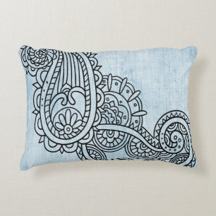 Blue Mehndi Motif Accent Pillow Decoratief Kussen