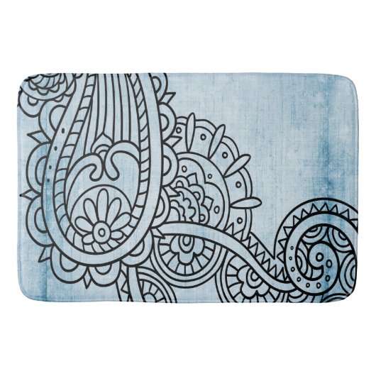Blue Mehndi Motif Bath Mat (Voorkant)