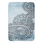 Blue Mehndi Motif Bath Mat (Voorkant Verticaal)