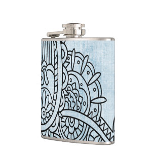 Blue Mehndi Motif-fles Heupfles