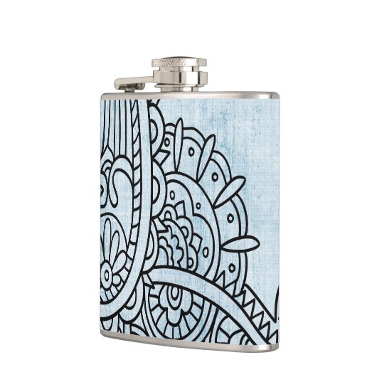 Blue Mehndi Motif-fles Heupfles (Links)