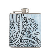 Blue Mehndi Motif-fles Heupfles (Voorkant)