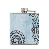 Blue Mehndi Motif-fles Heupfles (Achterkant)