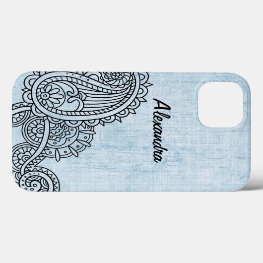 Blue Mehndi Motif Galaxy Note 4 Hoesje (Achterkant (horizontaal))