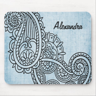 Blue Mehndi Motif Mousepad Muismat
