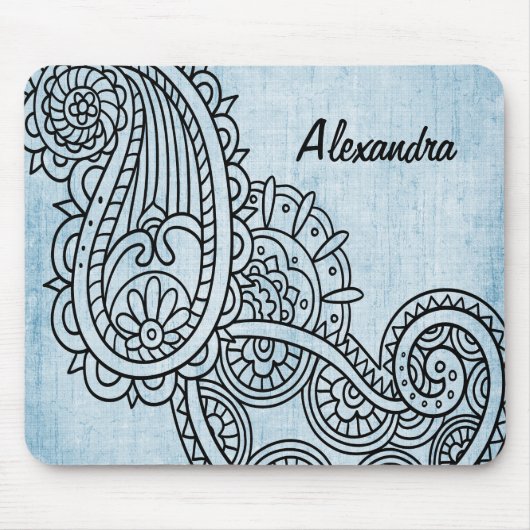 Blue Mehndi Motif Mousepad Muismat (Voorkant)
