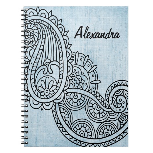Blue Mehndi Motif Notitieboek (Voorkant)
