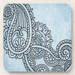 Blue Mehndi Motif Plastic Onderzetter set