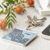 Blue Mehndi Motif Sleutelhanger (Zijkant)