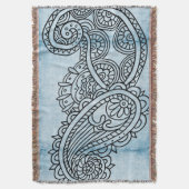 Blue Mehndi Motif Throw Blanket Deken (Voorkant Verticaal)