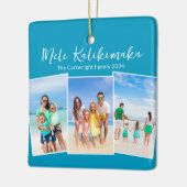 Blue Mele Kalikimaka Beach Trip Foto Kerstmis Keramisch Ornament (Links)